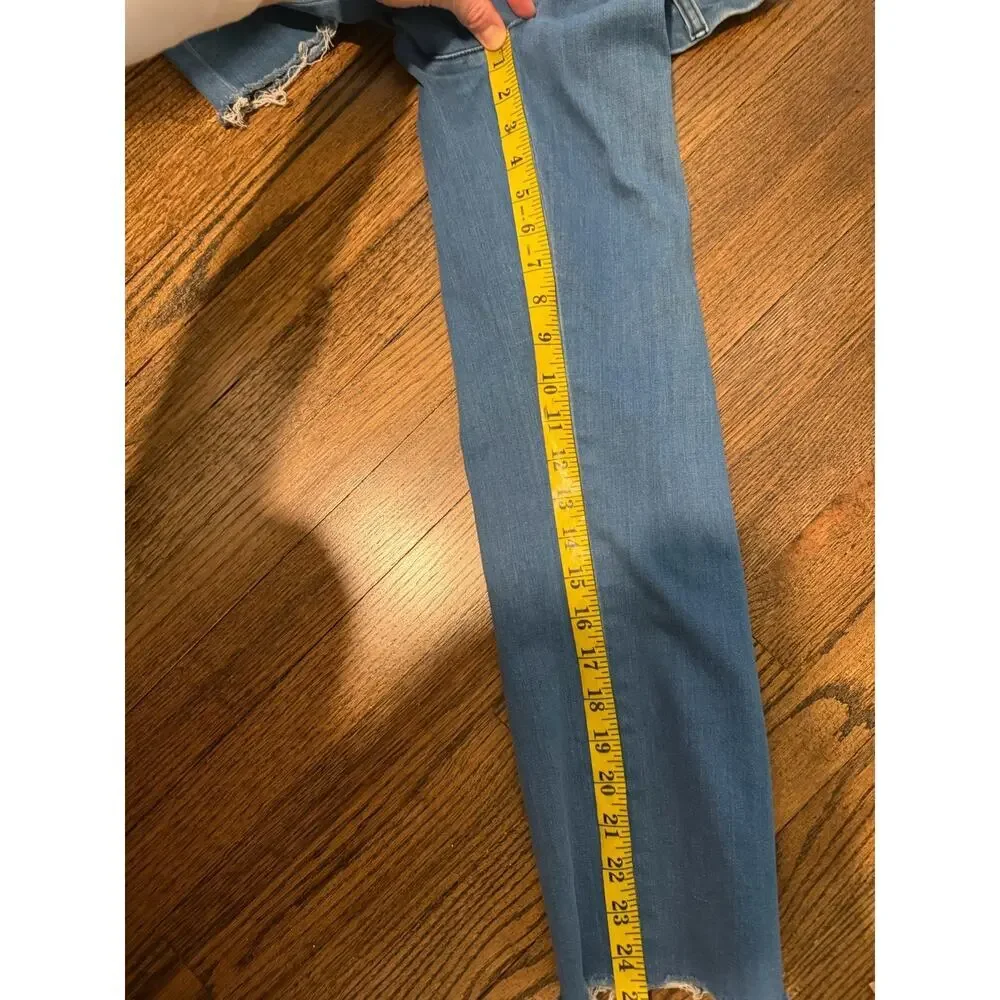 Frank & Eileen Wicklow Blue Denim Italian Chino Crop Raw Hem Mid-Rise Size 4